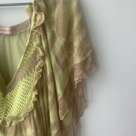 Anthropologie Cecilia Prado Boho Crocheted Drape Poncho  Beige snd Yellow SZ S - Picture 8 of 9